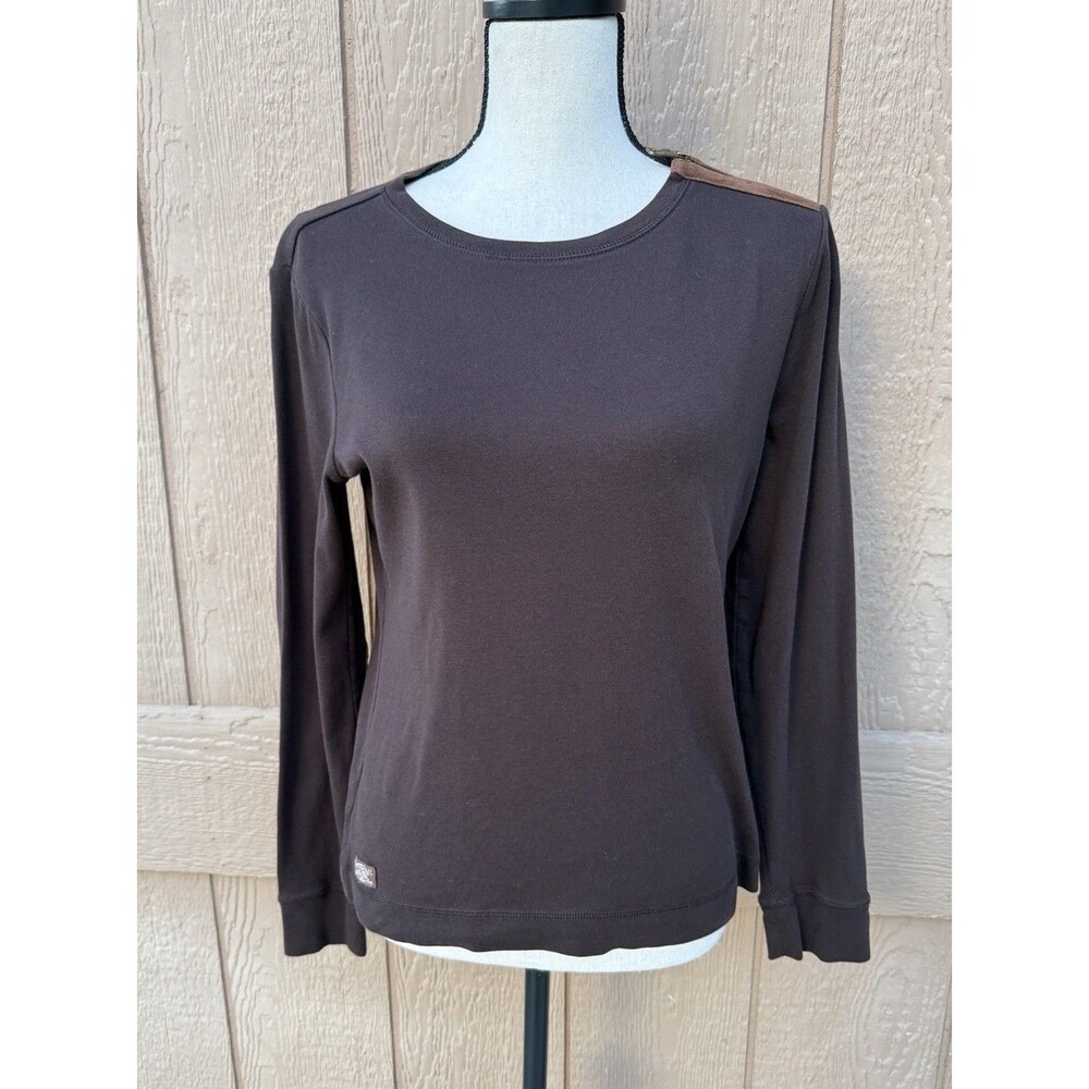 Lauren Ralph Lauren Big Girls Size L Brown Long Sleeve Shirt Suede Elbow Patches